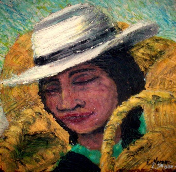 campesina en Boyaca Oil Canvas Landscaping