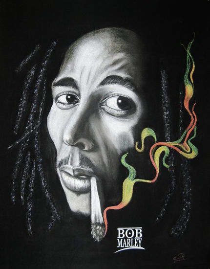 bob marley Pastel Papel Retrato