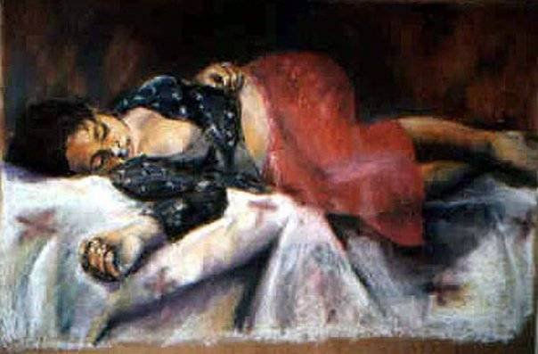 la chica descansando Oil Canvas Figure Painting