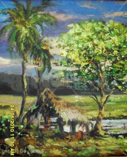 Fragmento Paisaje con Lavanderas Oil Canvas Landscaping