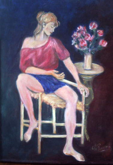 EL DESCANSO Oil Canvas Figure Painting