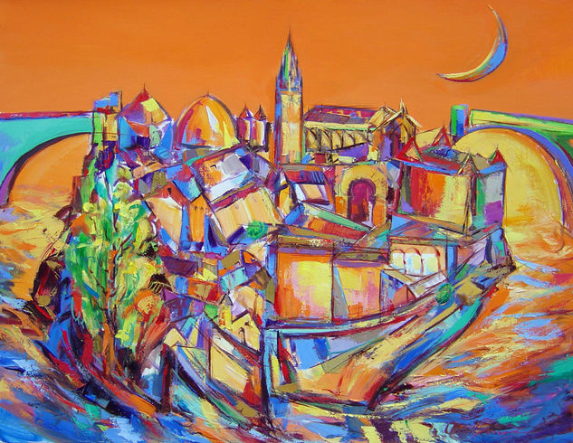 Toledo navegando por El Tajo Oil Canvas Landscaping