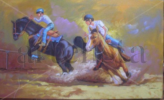 carrera de caballos Oil Canvas Landscaping