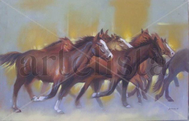 caballo semi corriendo Oil Canvas Landscaping