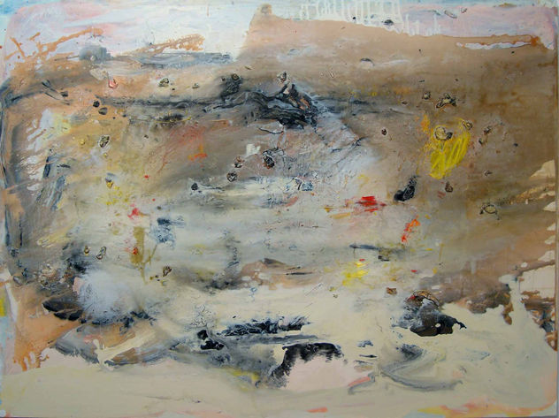 paisaje en ocres acrilico tela 97x130 cms