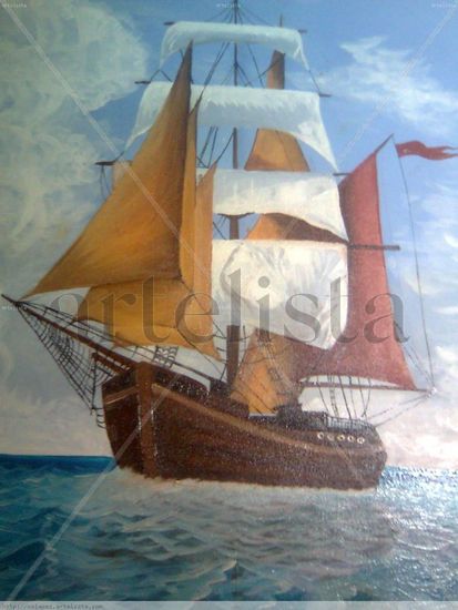 EN ALTA MAR Oil Canvas Marine Painting