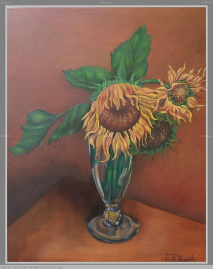 "Tres girasoles" Óleo Lienzo Floral