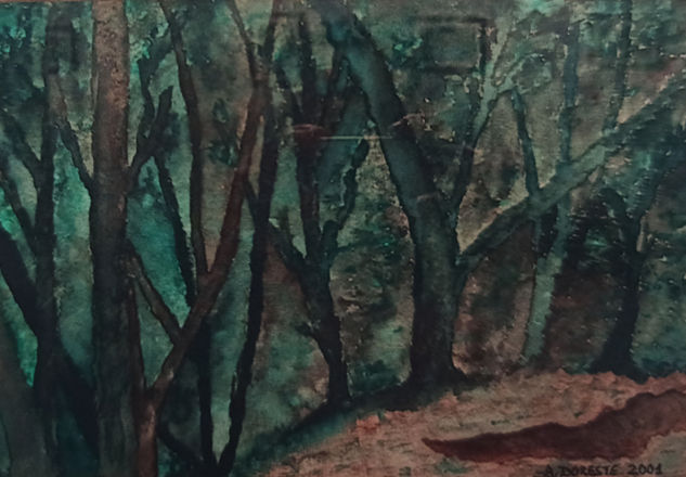 Garajonay, bosque de niebla Acuarela Papel Paisaje