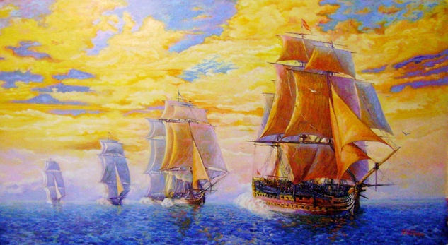 galeones españoles Oil Canvas Marine Painting