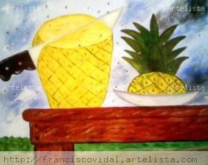 Bodegon con pina Acrylic Canvas Still Life Paintings