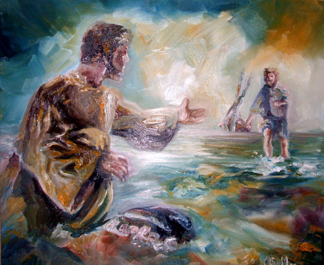 Una sardinada Oil Canvas Marine Painting