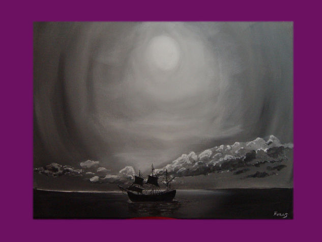 BARCO EN LA NOCHE Acrylic Canvas Marine Painting