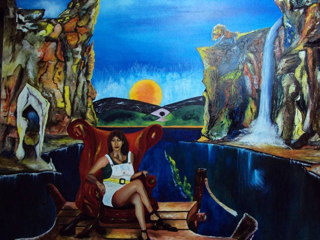 la dama del lago, bajo la cupula de los amantes del universo Oil Canvas Landscaping