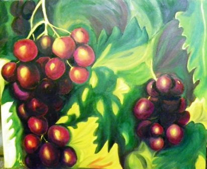 UVAS NEGRAS Oil Textile Still Life Paintings