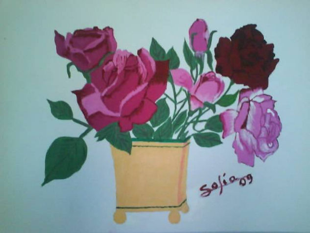 rosas Lucía Acrylic Canvas Floral Painting