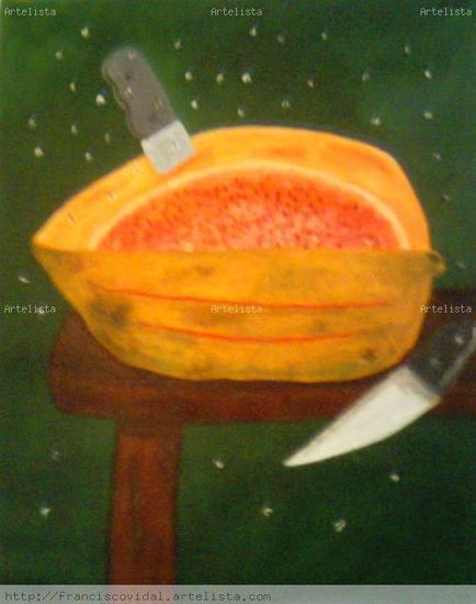 Bodegon con papaya,franciscoVidal(c) Acrylic Canvas Landscaping