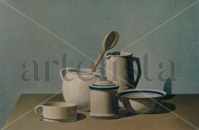 "composicion con blancos" Oil Canvas Still Life Paintings