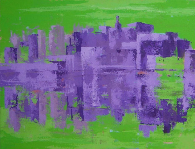 Malva y verde Acrylic Canvas Landscaping