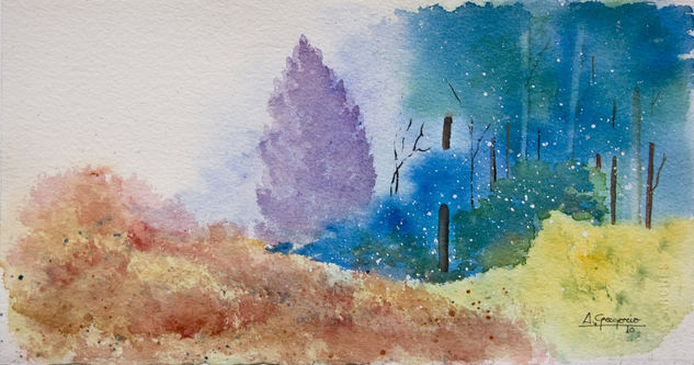 BOSQUE Acuarela Papel Paisaje