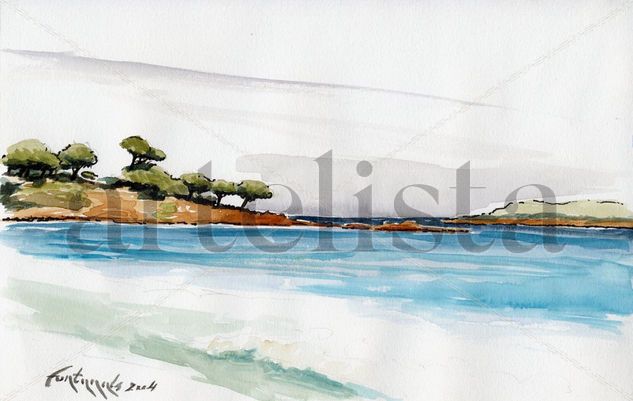 Playa de Bonifaccio I (Corcega) Acuarela Papel Paisaje