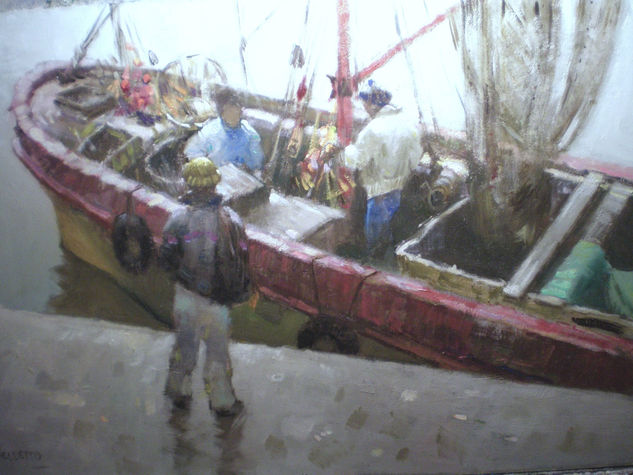 En el muelle Oil Panel Marine Painting