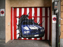 Grtaffiti mural coche