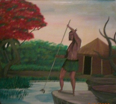 INDIGENA PESCANDO ANTE DEL DESCUBRIMIENTO Oil Canvas Landscaping