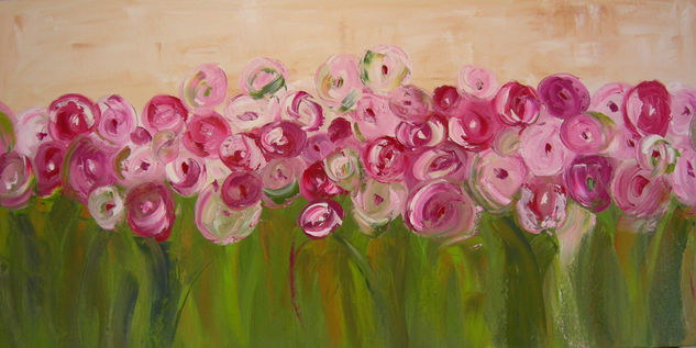 Indignación rosa Oil Canvas Floral Painting