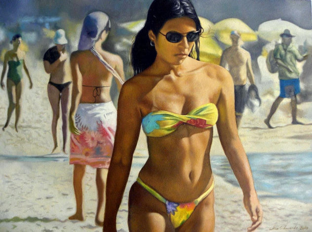 moça na praia