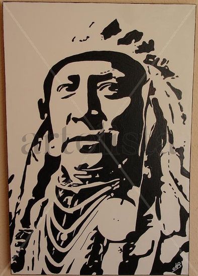 Indio Crow Acrylic Canvas Figure Painting