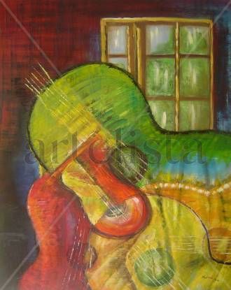 Guitarras de Colores I Oil Textile Others