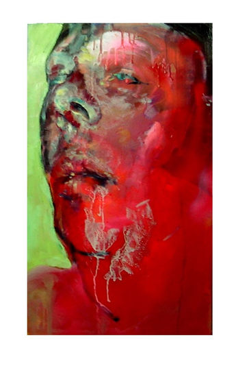 silencio en rojos Oil Panel Portrait