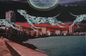 “Vigilantes Nocturnos” Media Mixta Lienzo Animales