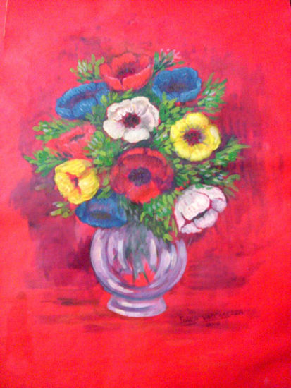 anémonas Acrylic Card Floral Painting