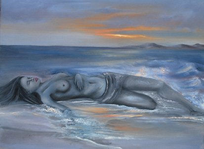 desnudo en el mar Oil Canvas Landscaping