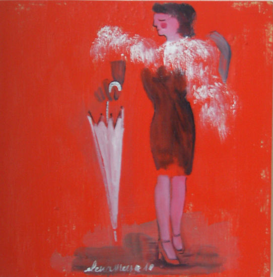 Passejant el boà blanc Oil Panel Figure Painting