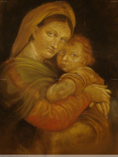 Madonna con il bambino (Rafael) Pastel Paper Portrait