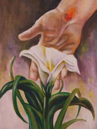 Su mano de amor Oil Panel