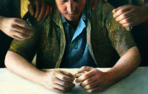 Detalle "Las Horas". Óleo Lienzo Figura