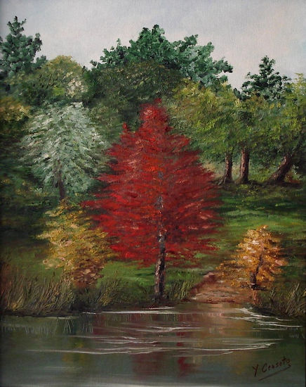 Otoño en el lago Oil Canvas Landscaping