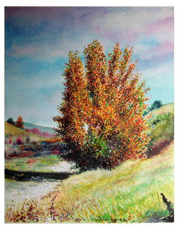 paisaje otoñal Watercolour Paper Landscaping