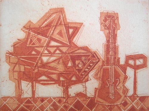 Piano y guitarra Aquatint