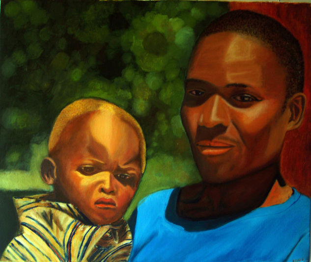 D10 Padre con su hijo (2010) Oil Canvas Figure Painting