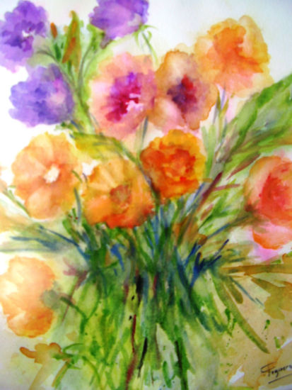 RAMILLETE DE PRIMAVERA Watercolour Paper Floral Painting