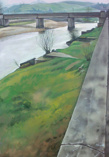 Puente de Arriondas Oil Canvas Landscaping