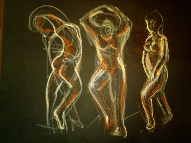 las tres gracias Pastel Card Figure Painting