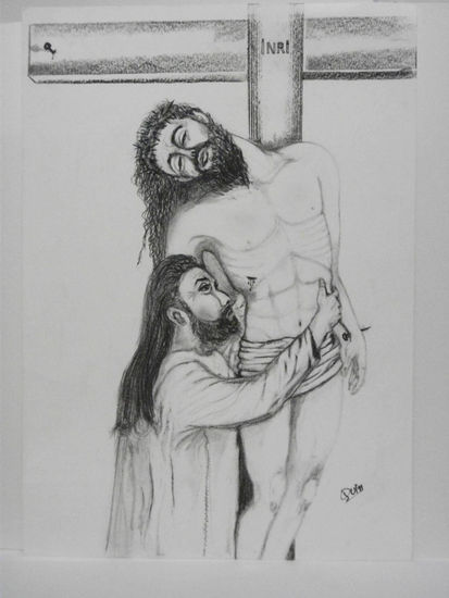 NICODEMO Y JESUS Charcoal