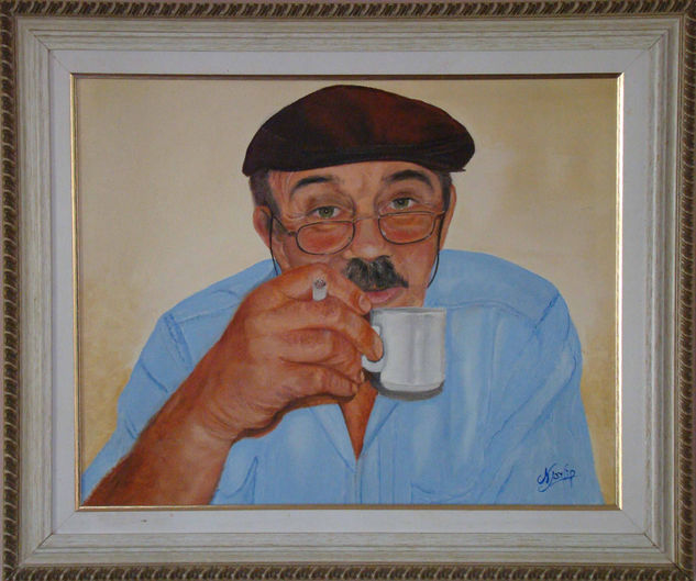 Juan En El Bar Oil Canvas Portrait