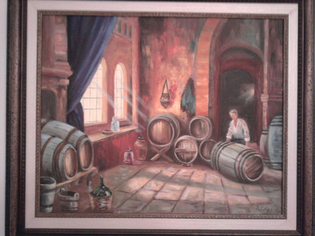 Bodega de Vino Oil Canvas Still Life Paintings