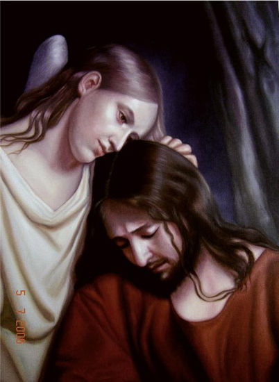 jesus y el angel Oil Canvas